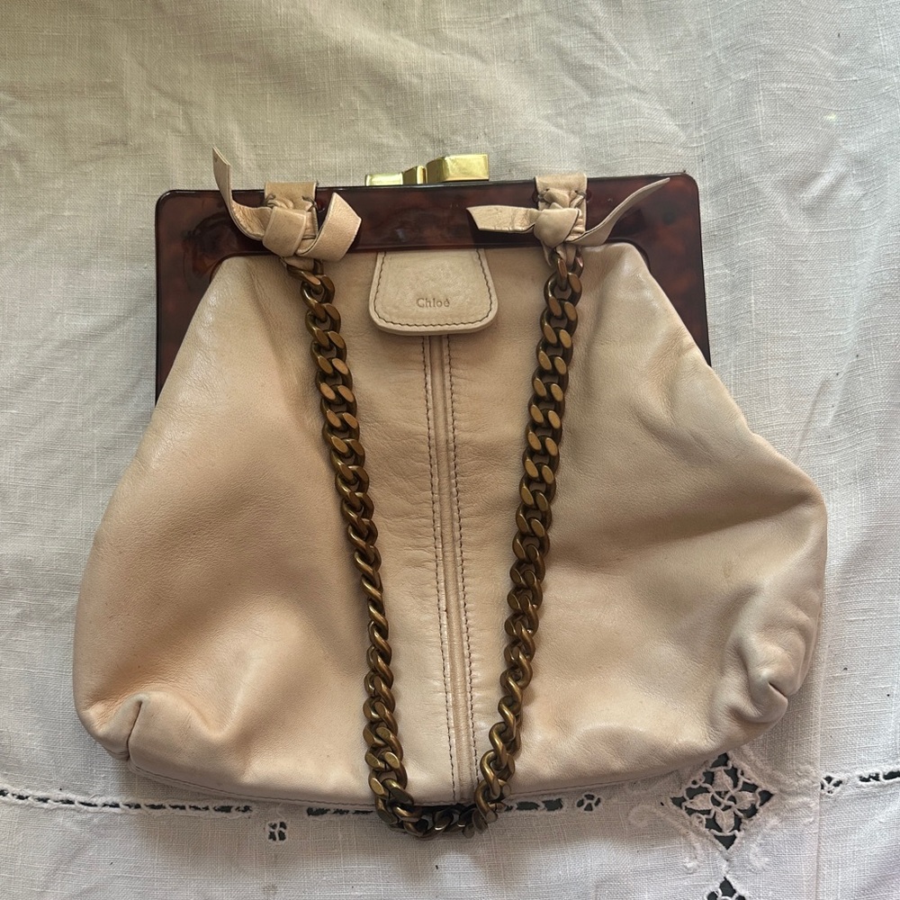 Chloe Beige Chain Lambskin Bag